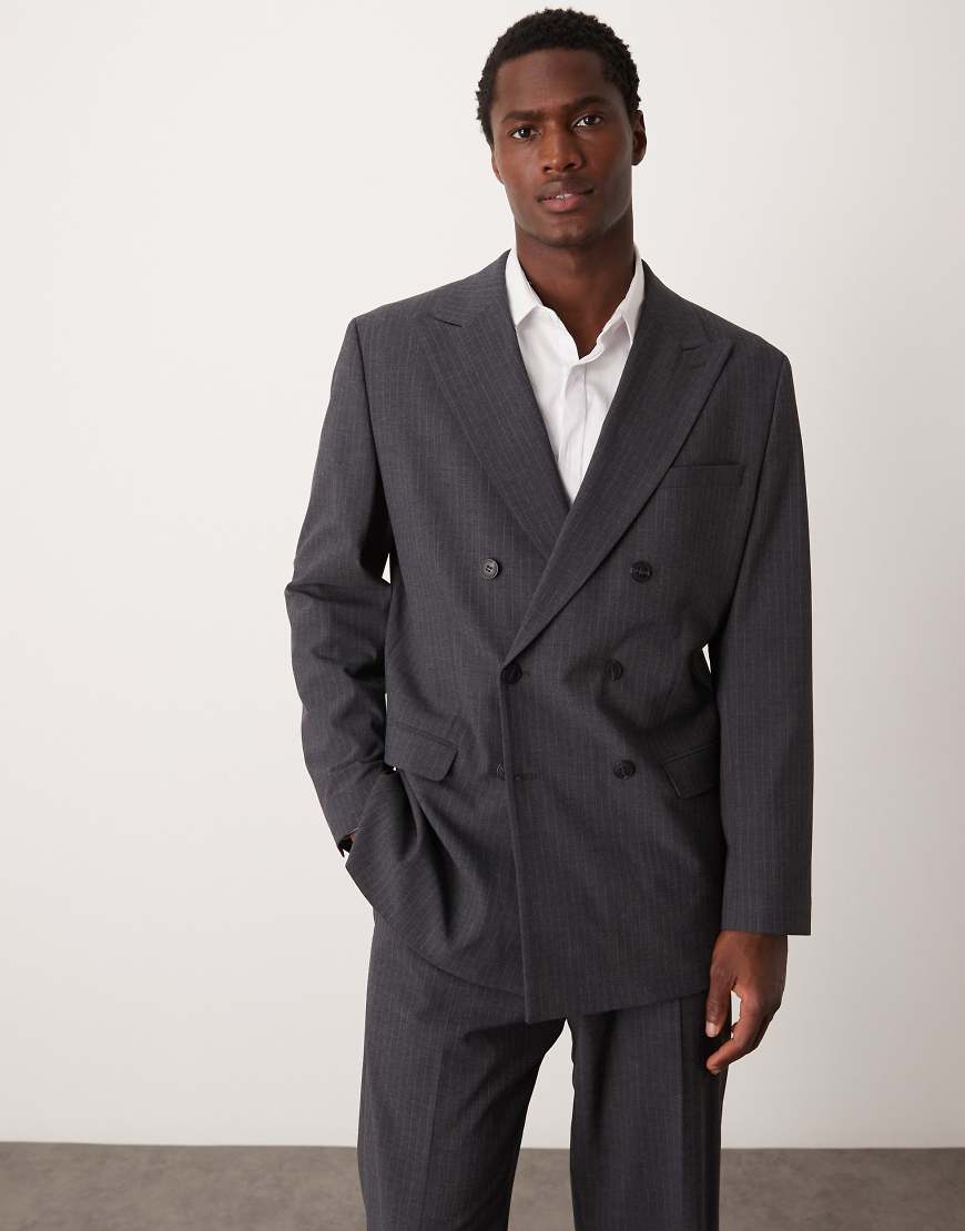 Selected Homme - Oversize-Anzugjacke in Grau mit Nadelstreifen von Selected Homme