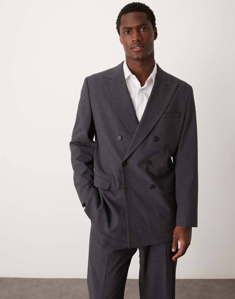 Selected Homme - Oversize-Anzugjacke in Grau mit Nadelstreifen von Selected Homme