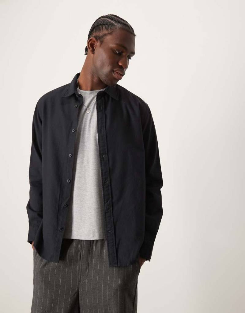 Selected Homme - Oversize-Hemd aus Flanell in Schwarz von Selected Homme