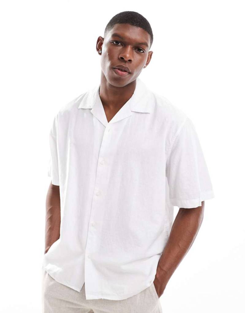 Selected Homme - Oversize-Hemd aus Leinenmix in Weiß mit Reverskragen von Selected Homme