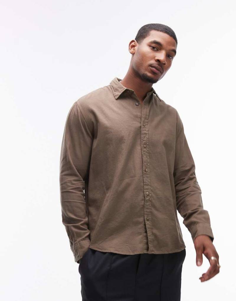 Selected Homme - Oversize-Hemd in dunklem Hellbraun von Selected Homme