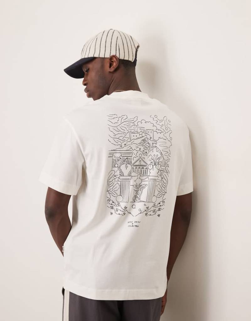 Selected Homme x Nous Vous - Oversize-T-Shirt in Creme mit Print-Weiß von Selected Homme