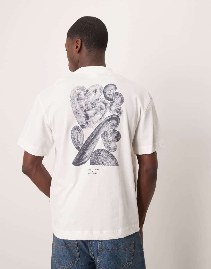 Selected Homme x Nous Vous - Oversize-T-Shirt in Creme mit Rückenprint-Weiß von Selected Homme