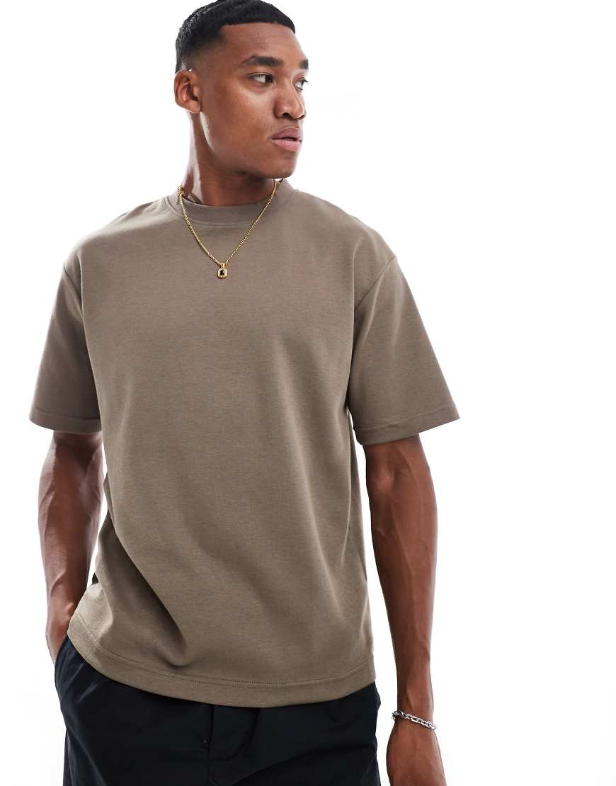 Selected Homme - Oversize-T-Shirt in Hellbraun von Selected Homme
