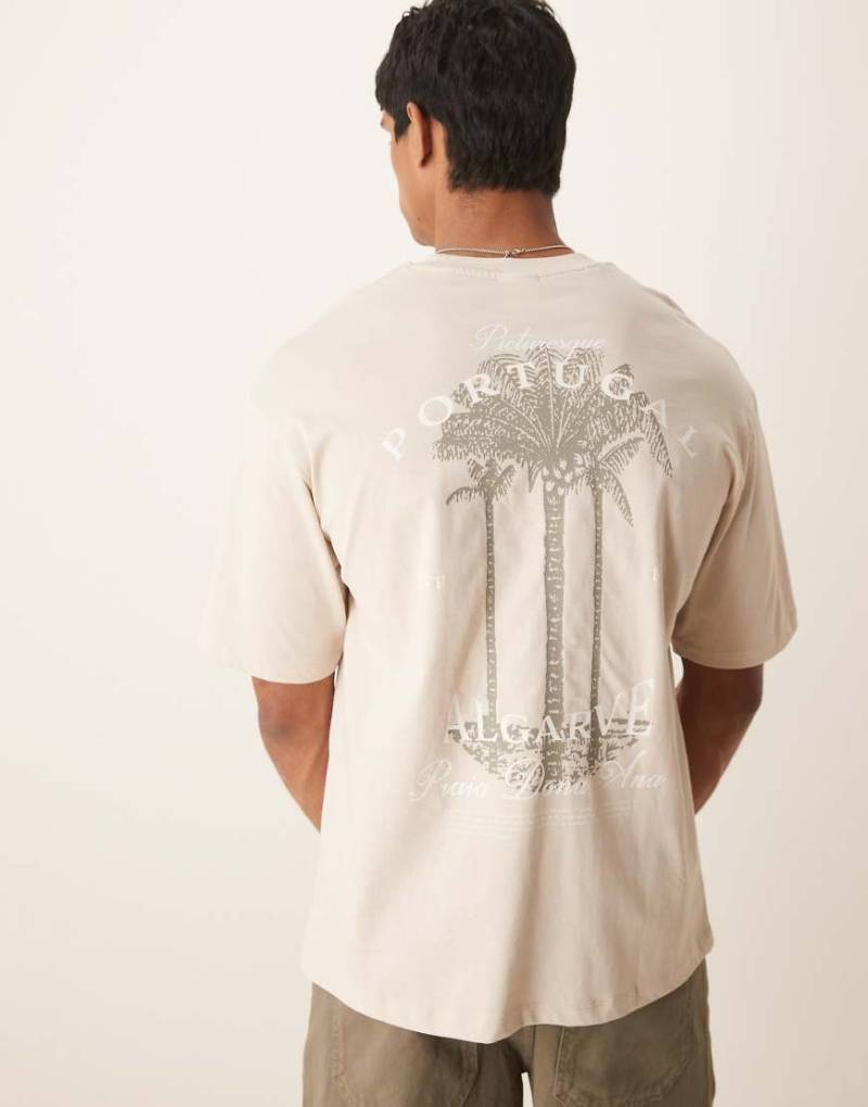 Selected - Oversize-T-Shirt in Khaki mit „Portugal"-Rückenprint-Grün von Selected