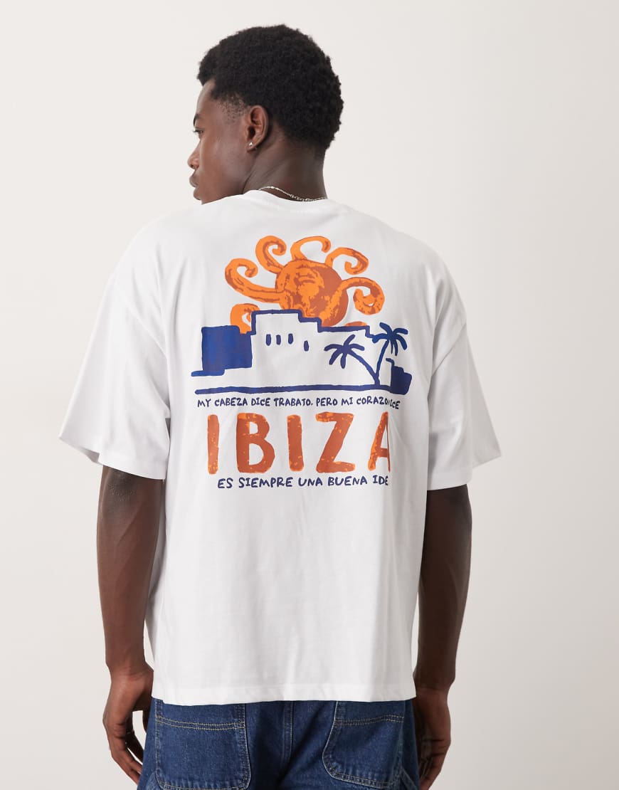 Selected Homme - Oversize-T-Shirt in Weiß mit „Ibiza"-Rückenprint von Selected Homme