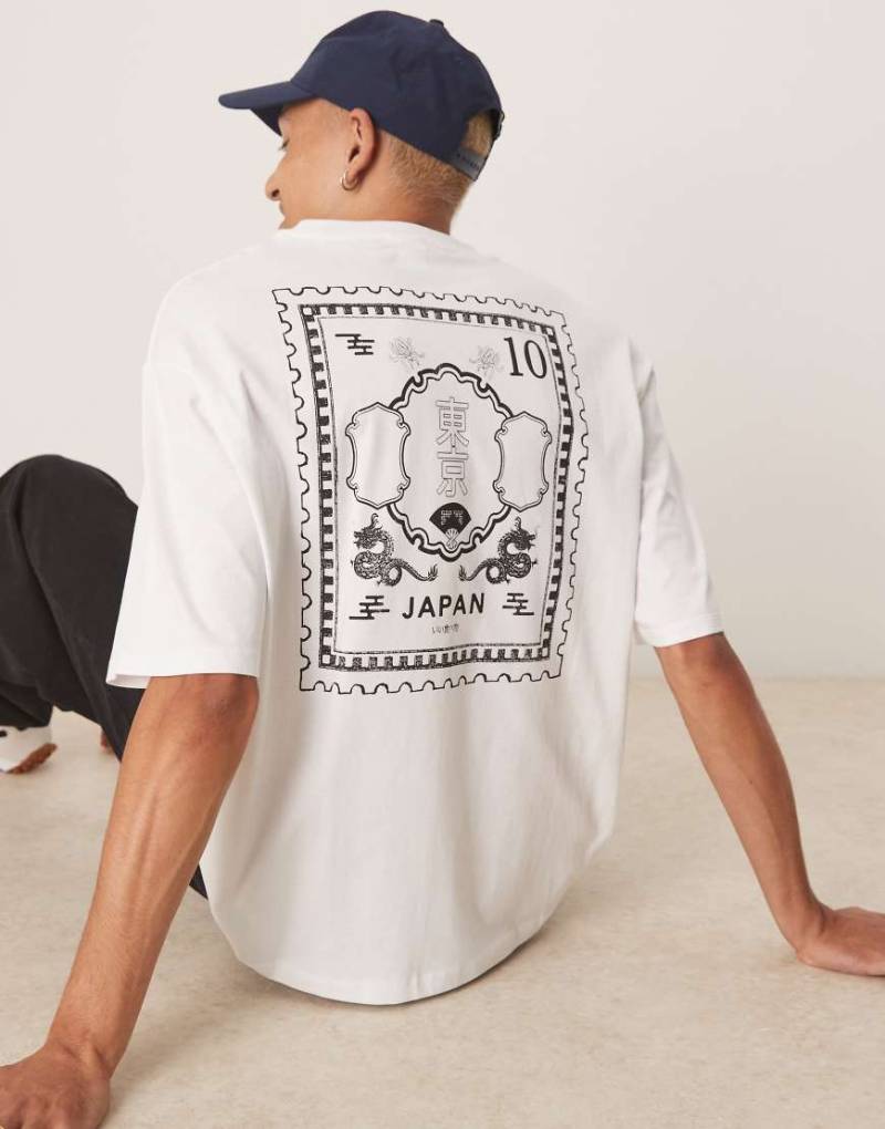 Selected Homme - Oversize-T-Shirt in Weiß mit Japan-Rückenprint von Selected Homme