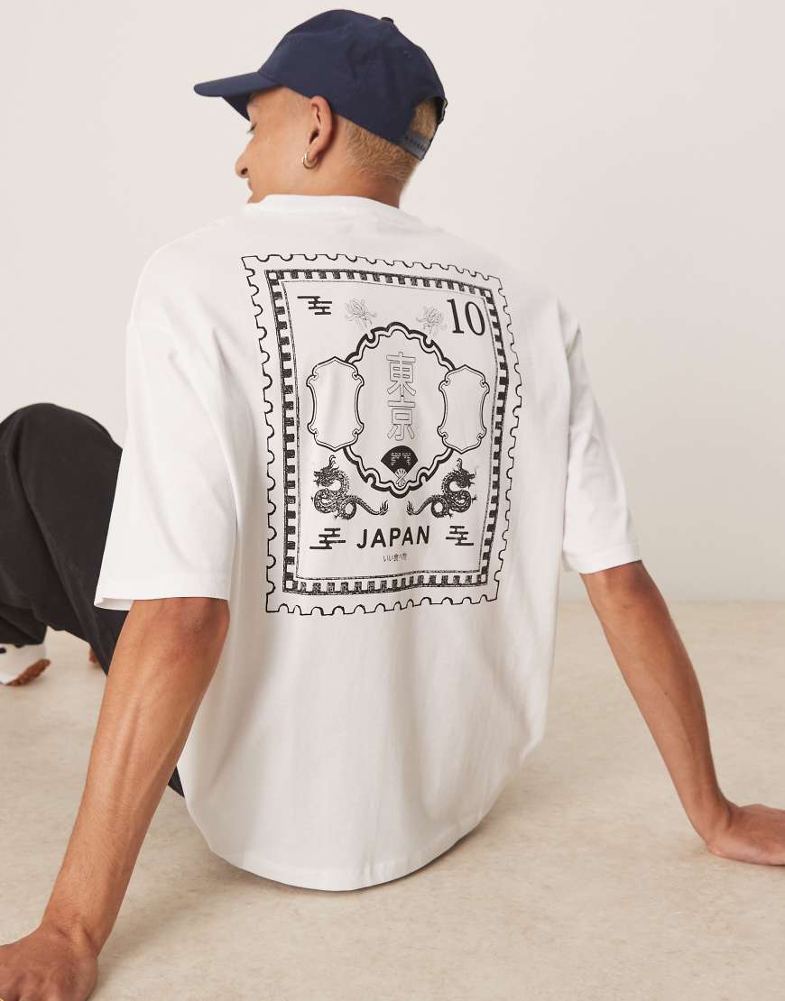 Selected Homme - Oversize-T-Shirt in Weiß mit Japan-Rückenprint Selected Homme - Oversize-T-Shirt in Weiß mit Japan-Rückenprint von Selected Homme