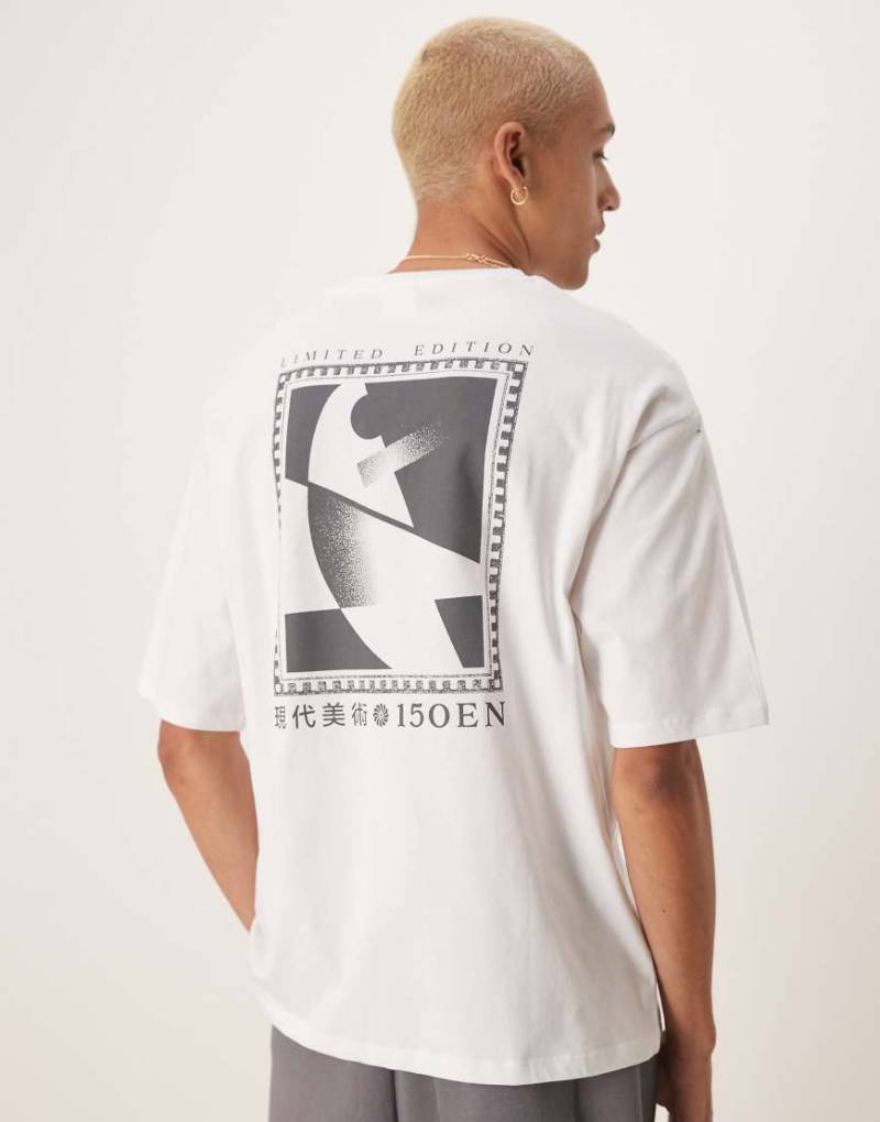Selected Homme - Oversize-T-Shirt in Weiß mit Rückenprint von Selected Homme