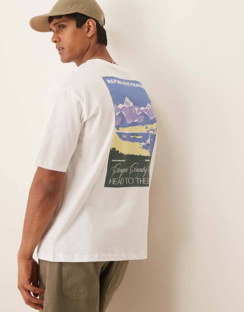 Selected - Oversize-T-Shirt in Weiß mit See-Print auf dem Rücken von Selected