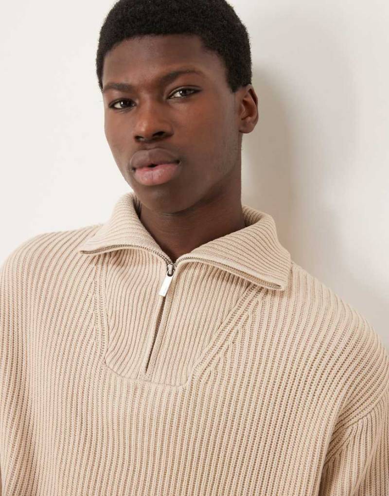 Selected - Pullover in Cremeweiß mit kurzem Reißverschluss von Selected