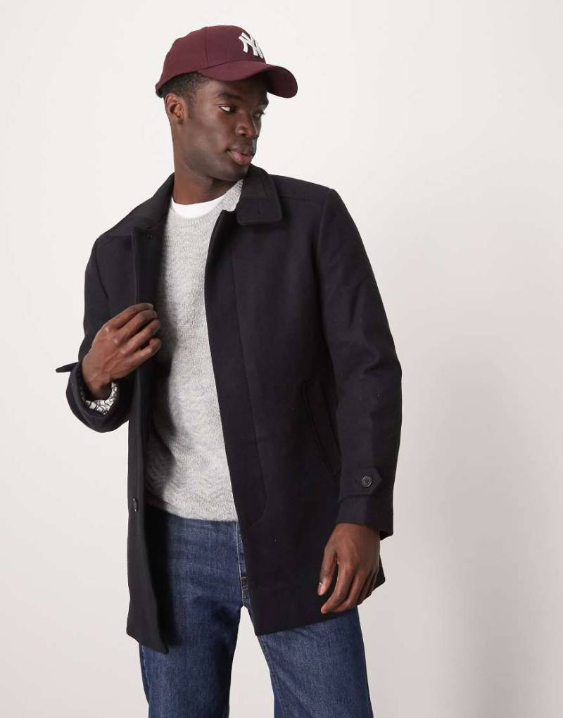 Selected Homme - Reuben - Mantel in Schwarz mit Stehkragen von Selected Homme