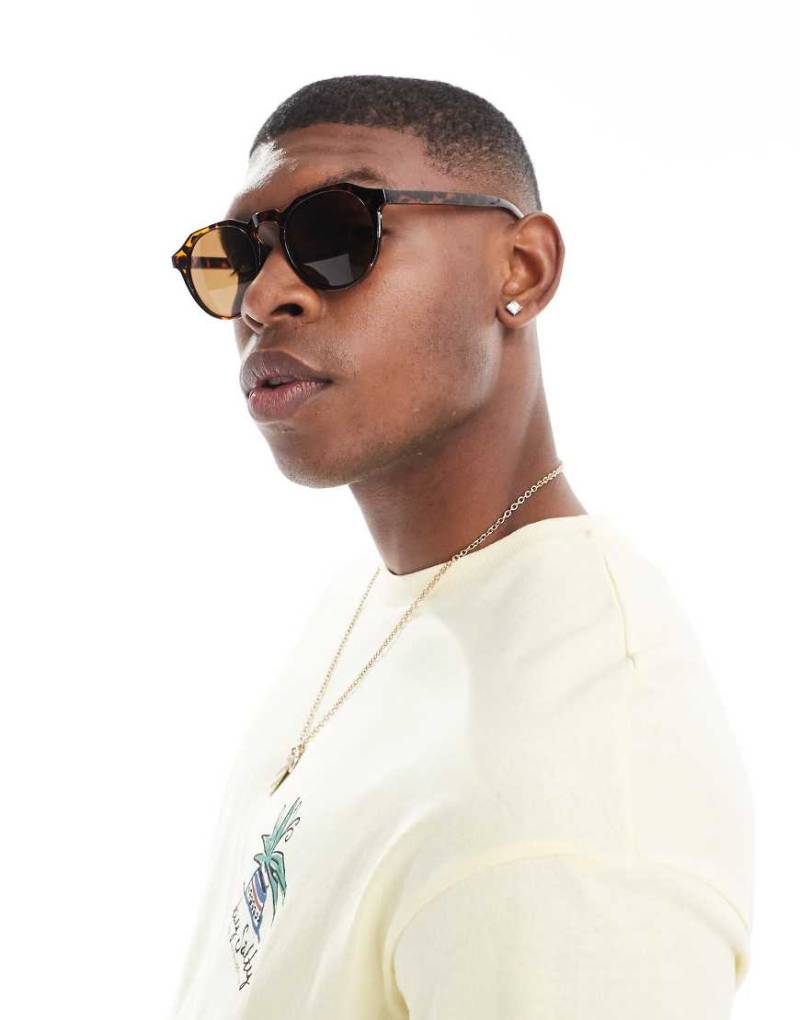 Selected Homme - Runde Sonnenbrille in Braun von Selected Homme