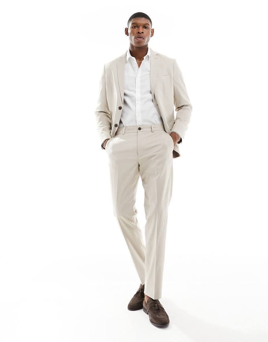Selected Homme - Schmal geschnittene Anzughose in Beige-Neutral von Selected Homme