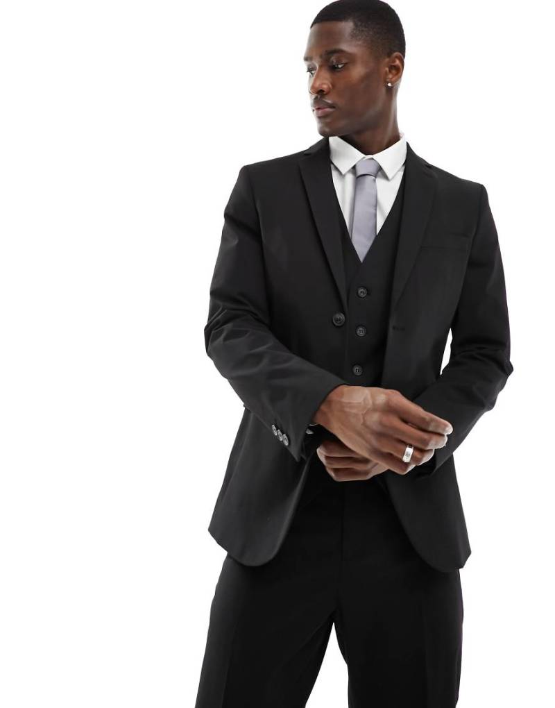 Selected Homme - Schmal geschnittene Anzugjacke in Schwarz von Selected