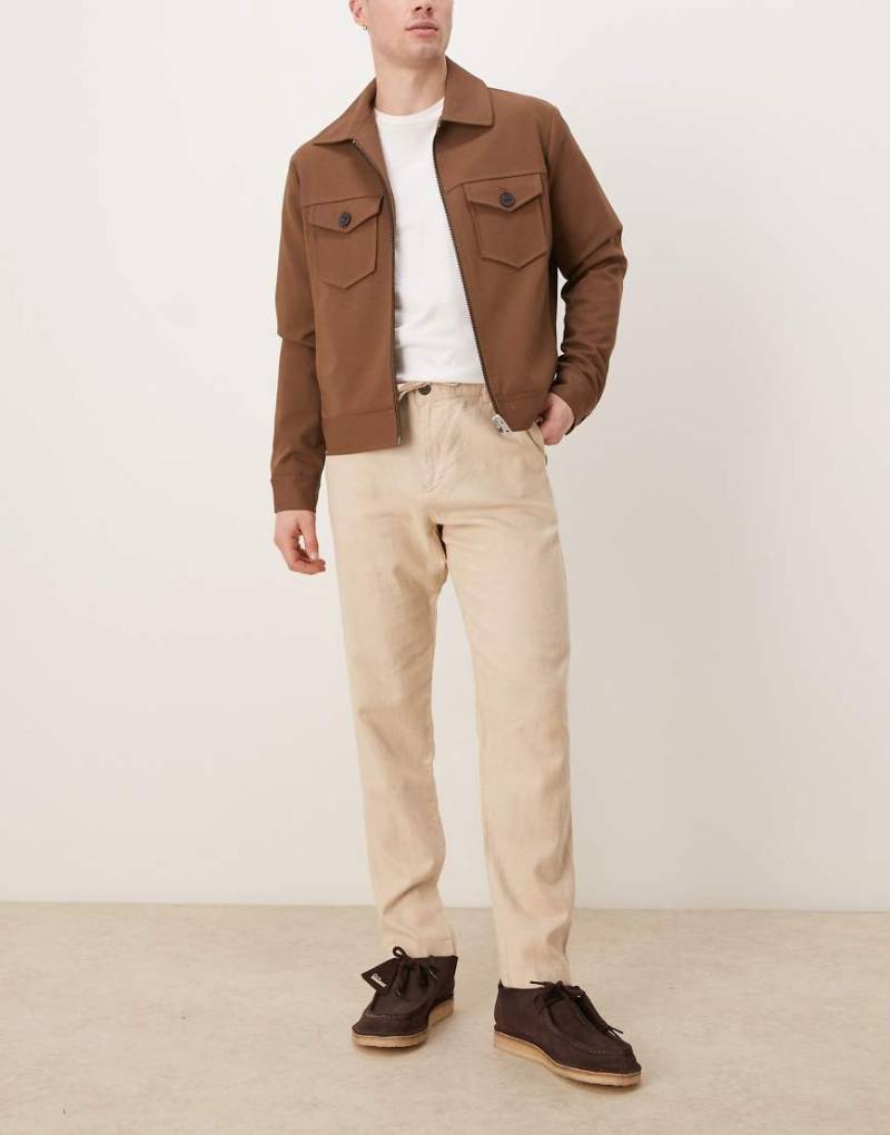 Selected Home - Schmal zulaufende Hose aus Leinenmix in Creme-Weiß von Selected