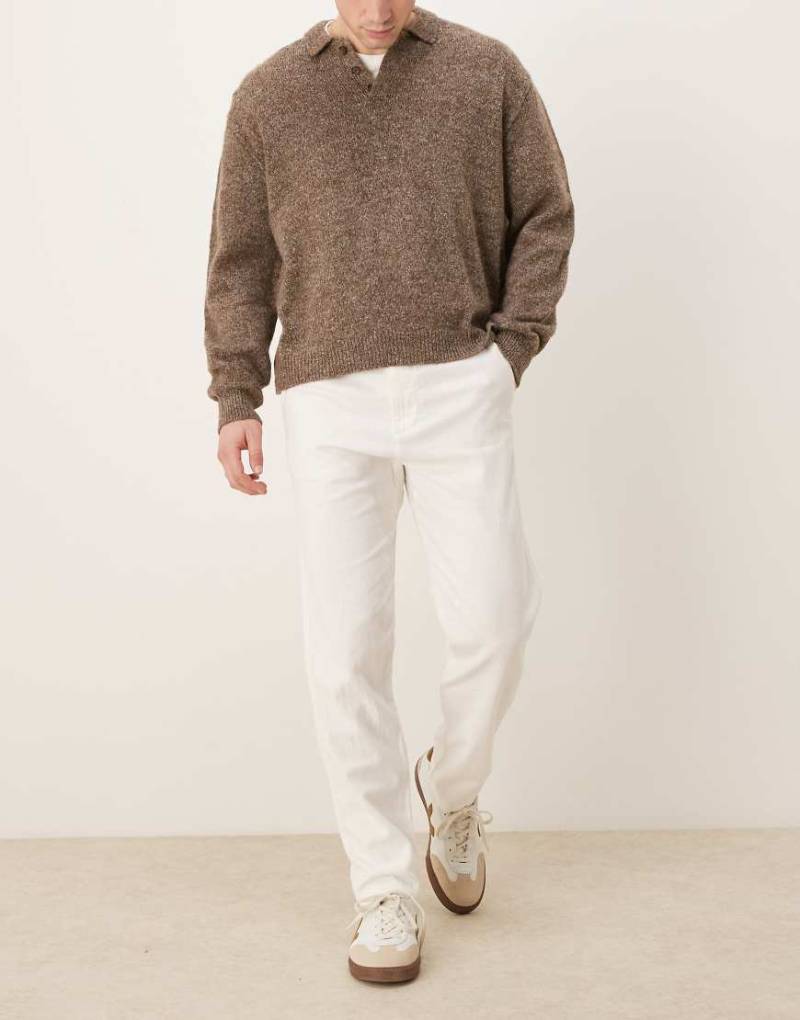 Selected - Schmal zulaufende Leinenmix-Hose in Weiß mit schmalem Schnitt von Selected