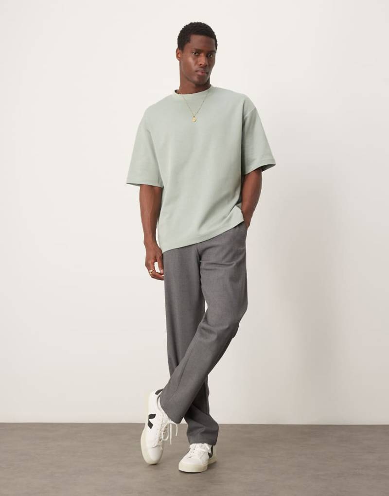 Selected - Schweres Oversize-T-Shirt in Hellgrün von Selected