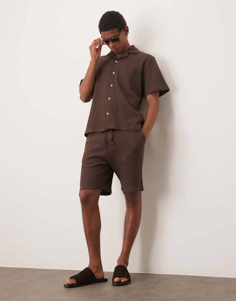 Selected - Shorts in Braun mit Waffelstruktur, Kombiteil von Selected
