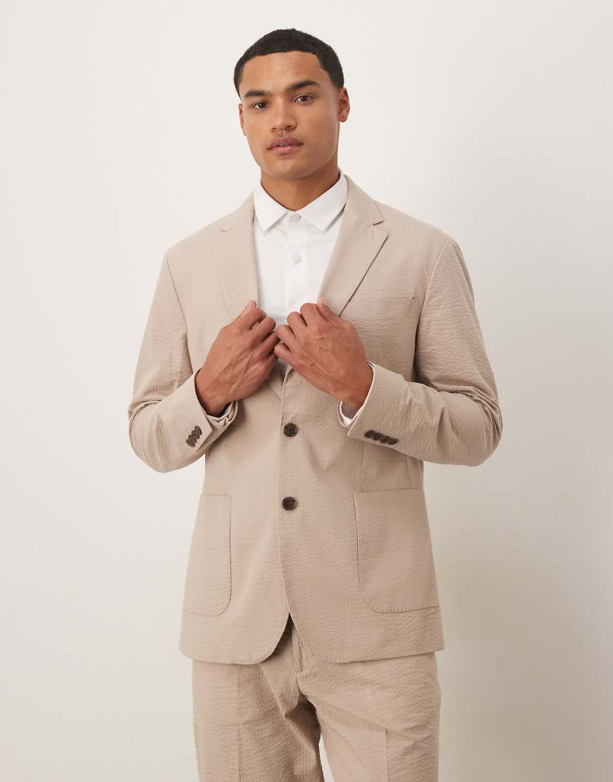 Selected Homme - Smith - Regular-Fit-Blazer aus Seersucker in Cremeweiß von Selected Homme