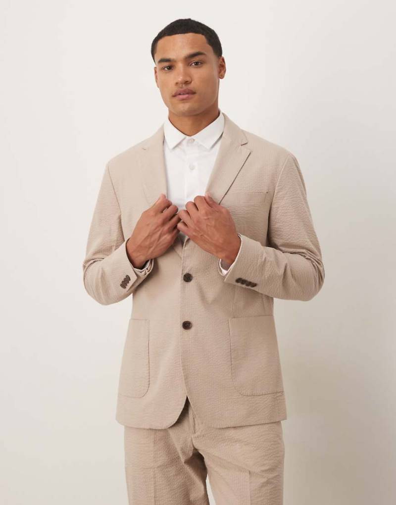 Selected - Regular-Fit-Blazer aus Seersucker in Cremeweiß von Selected