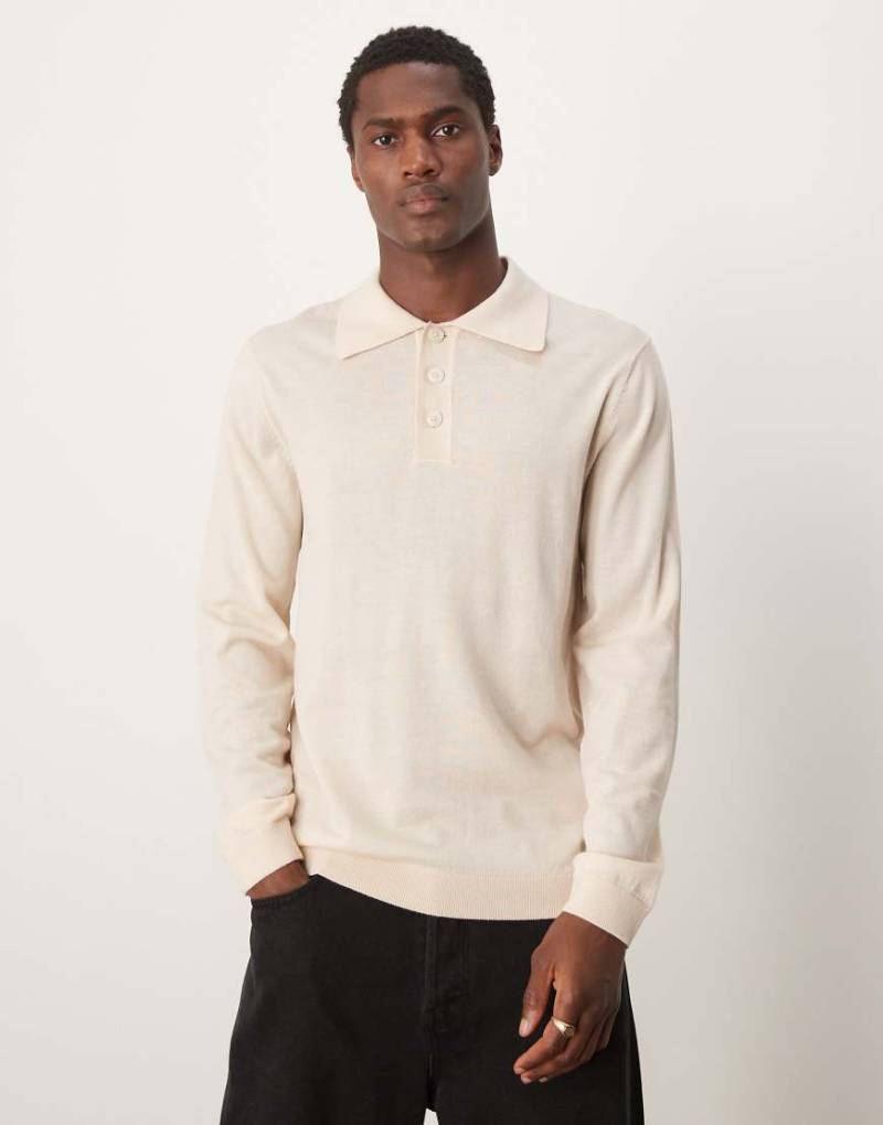 Selected Homme - Strick-Polohemd aus Merinowolle in Cremeweiß von Selected Homme