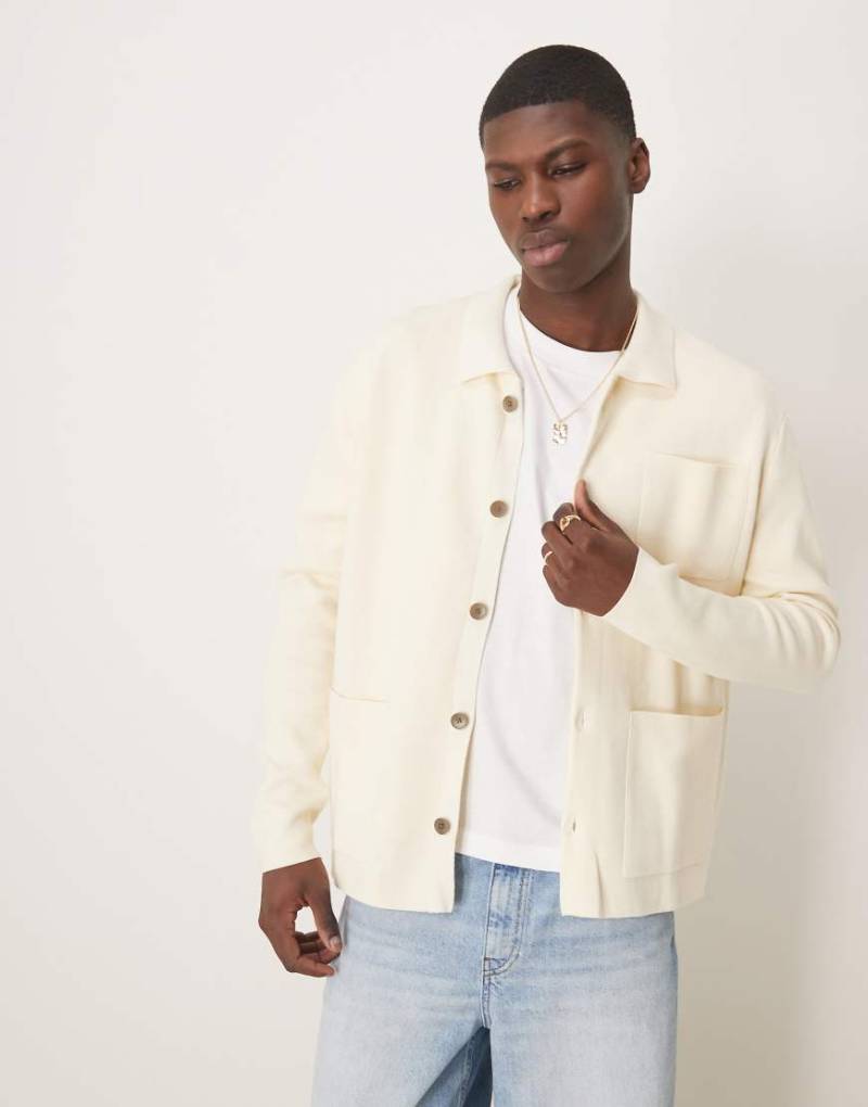 Selected Homme - Strickjacke in Creme mit Taschen-Weiß von Selected Homme