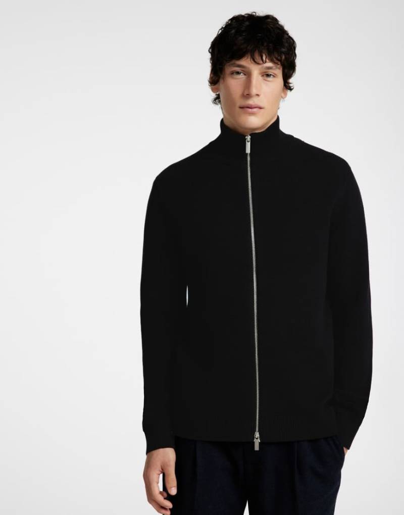 Selected - Strickjacke aus 100% Baumwolle in Schwarz mit durchgehendem Reißverschluss von Selected