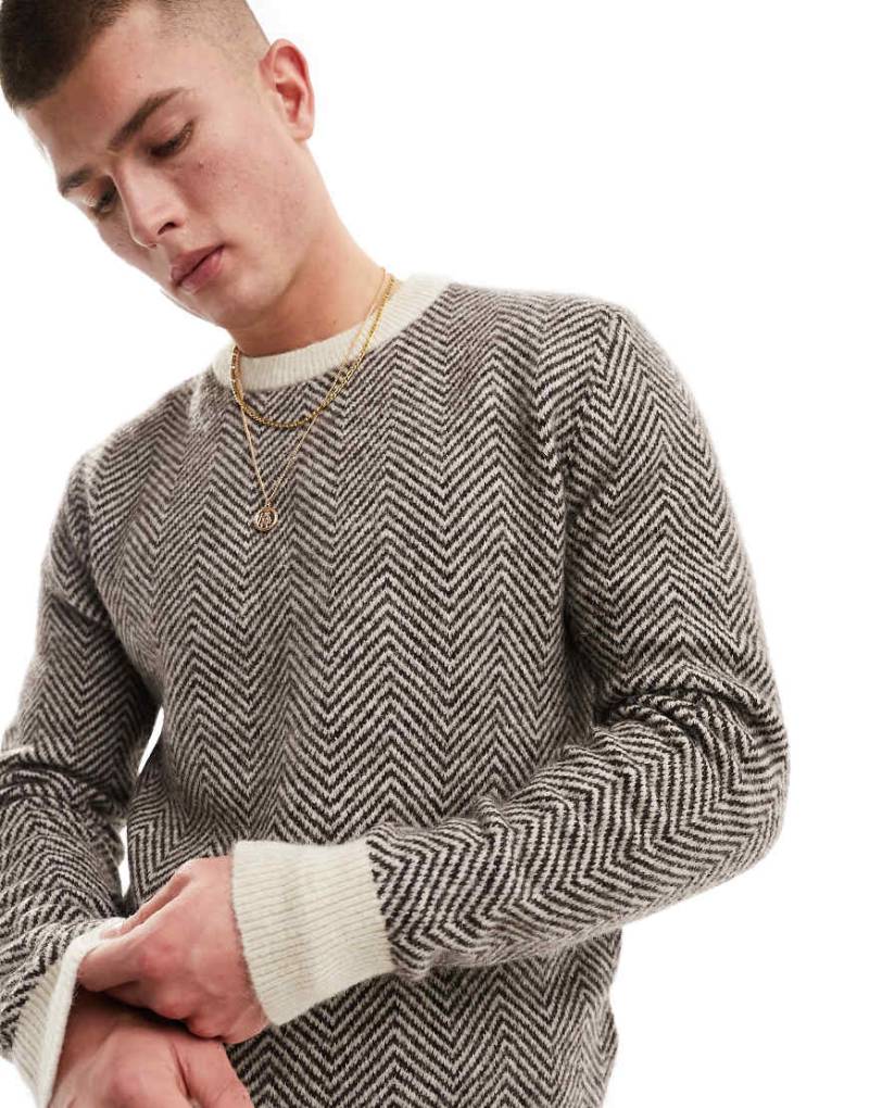 Selected Homme - Strickpullover in Braun mit Alpakawolle von Selected Homme