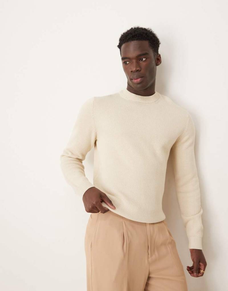 Selected Homme - Strickpullover in Creme mit Rundhalsausschnitt-Weiß von Selected Homme