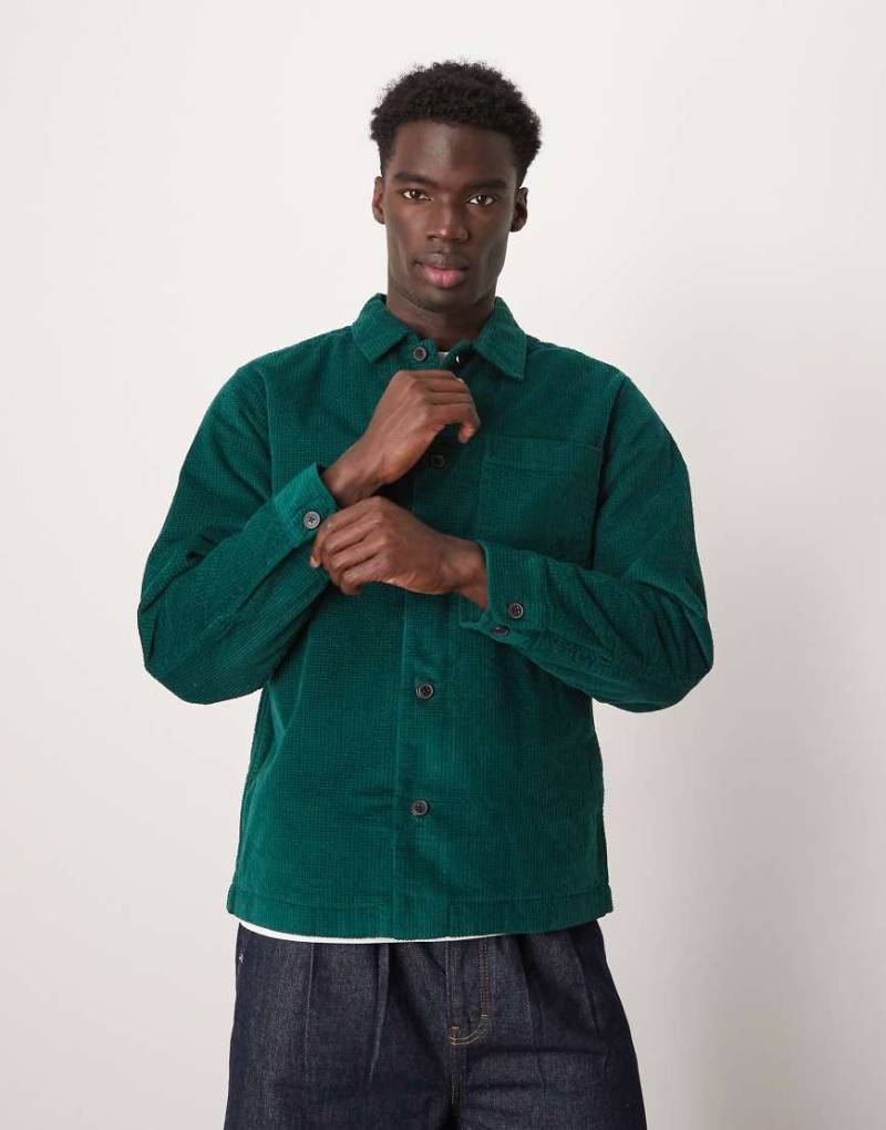 Selected Homme - Strukturierte, wattierte Hemdjacke in Grün von Selected Homme