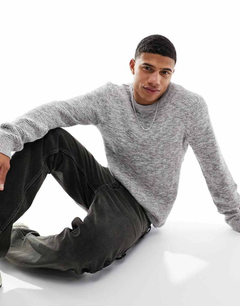Selected Homme - Strukturierter Strickpullover in Hellgrau mit Rundhalsausschnitt von Selected Homme