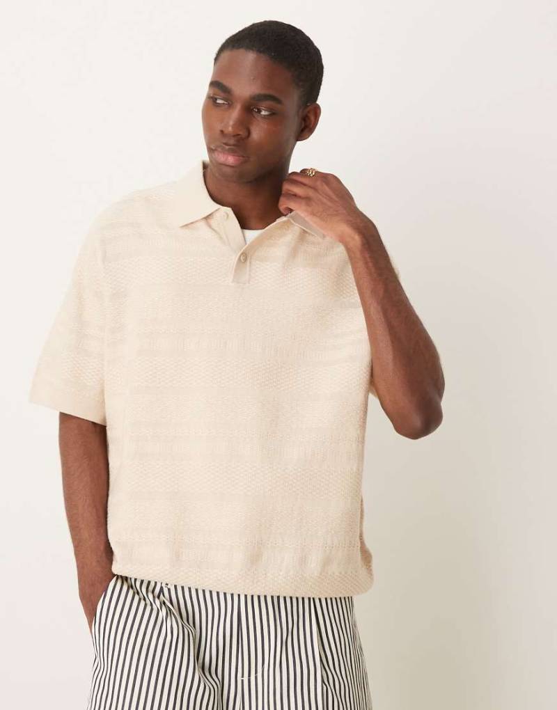 Selected Homme - Strukturiertes Polohemd aus Strick in Creme-Weiß von Selected Homme
