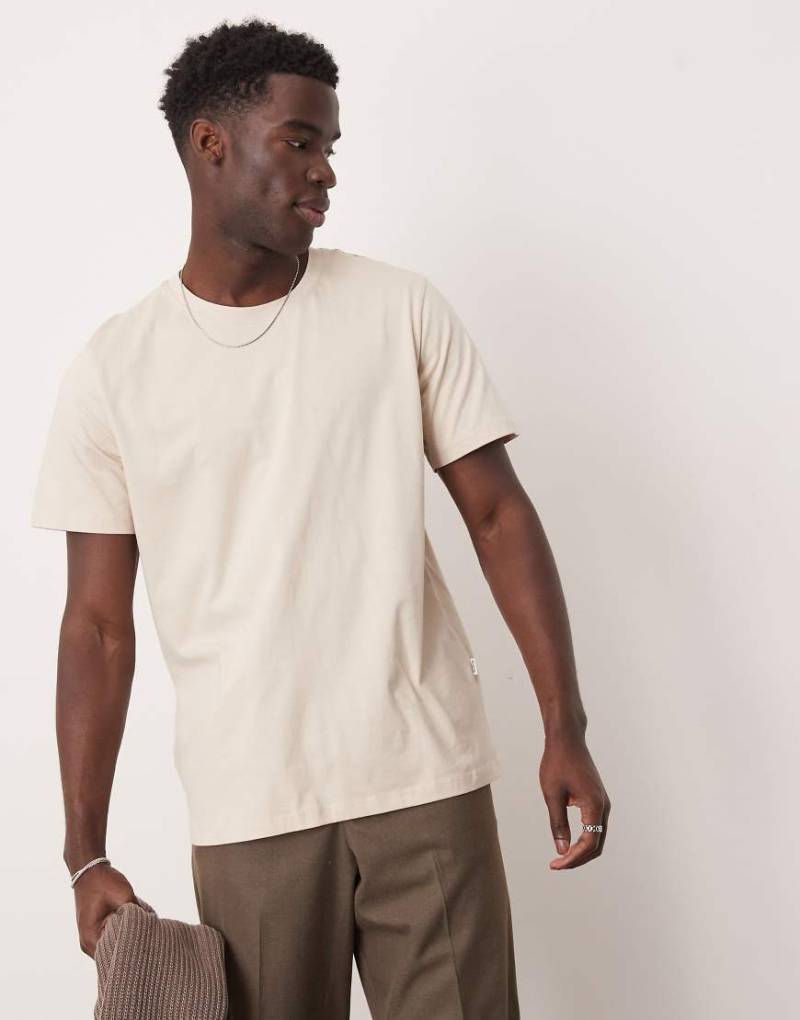 Selected - T-Shirt aus Pima-Baumwollmix in Cremeweiß mit lockerem Schnitt von Selected