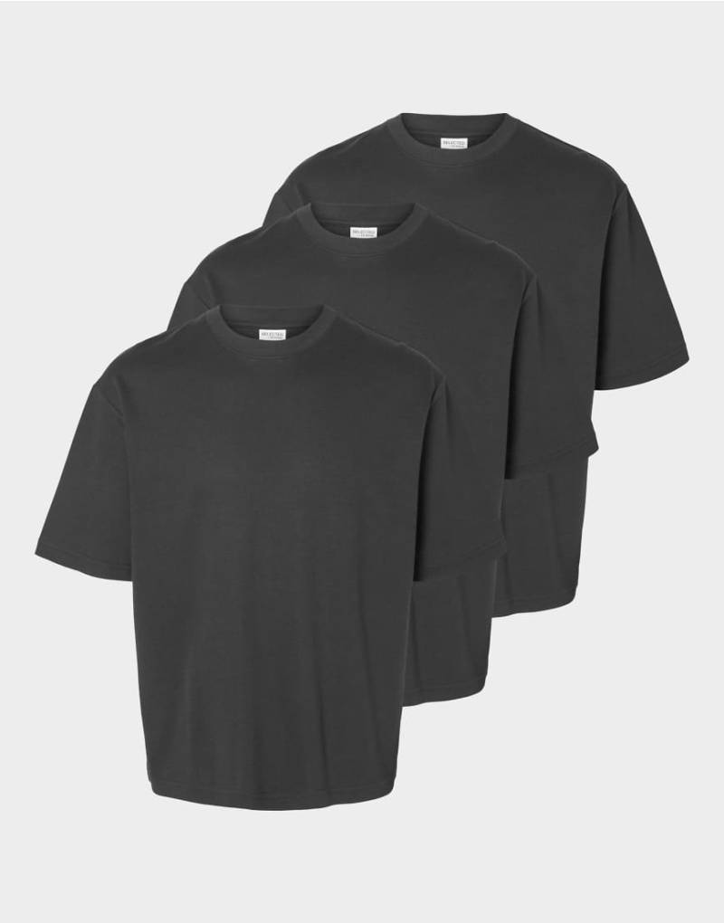 Selected - 3er-Pack T-Shirt in Schwarz von Selected