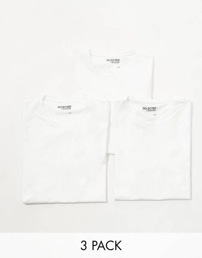 Selected - T-Shirt in Weiß, 3er-Pack von Selected