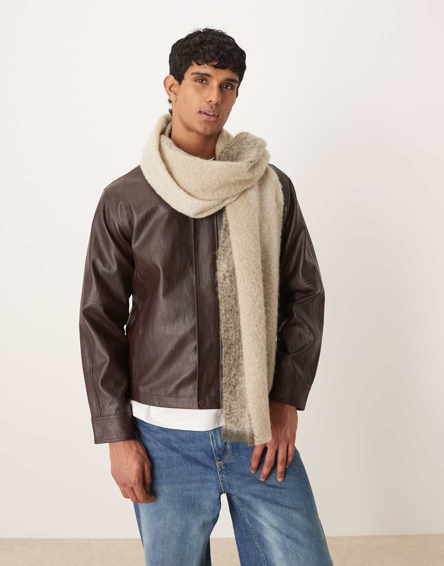 Selected - Schal aus Wollmix mit Streifen in Creme und Braun-Bunt von Selected Homme