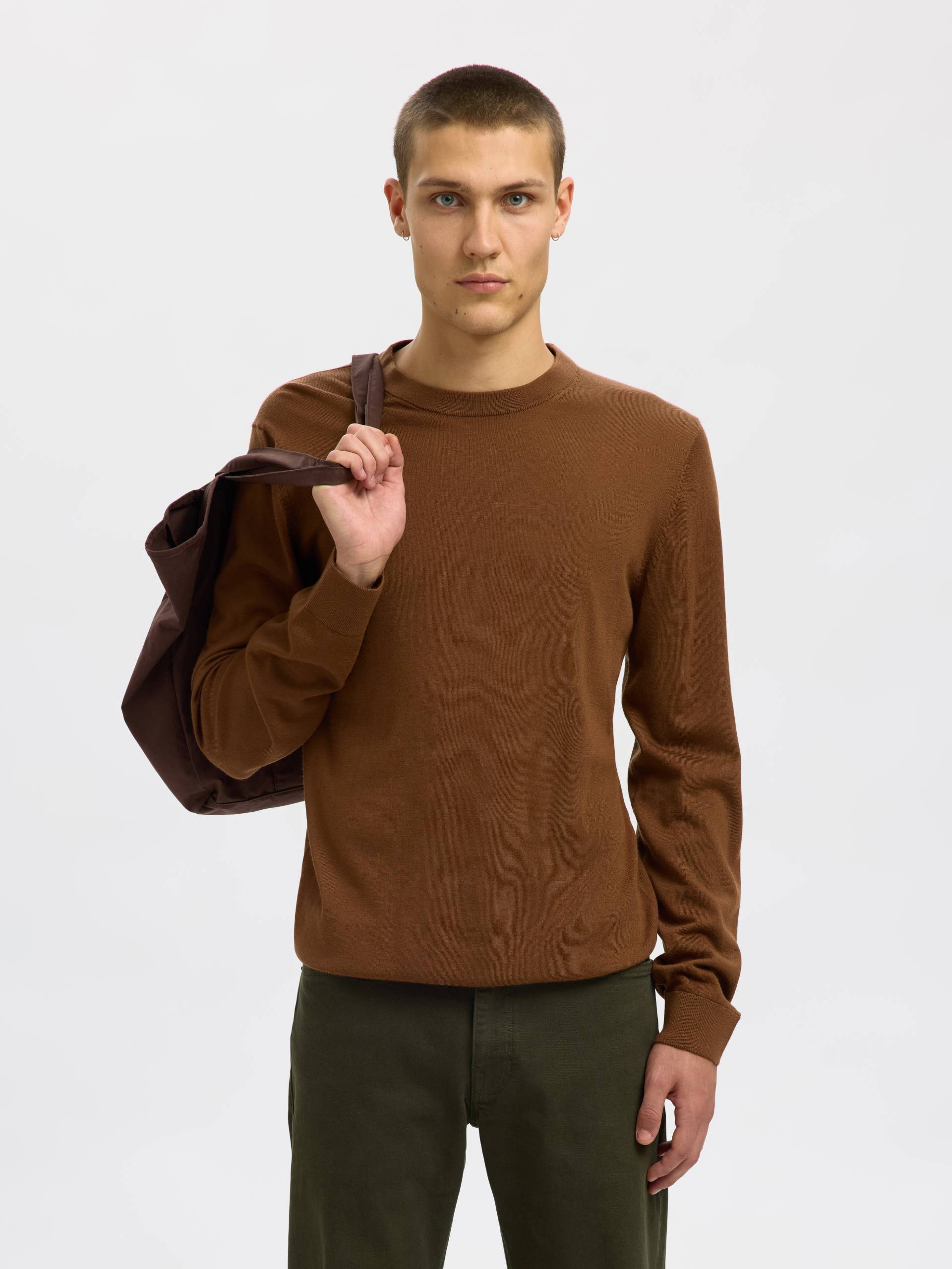 SELECTED Strickpullover "SLHTRAY LS KNIT MERINO CREW NECK NOOS" Wolle, regular fit von Selected