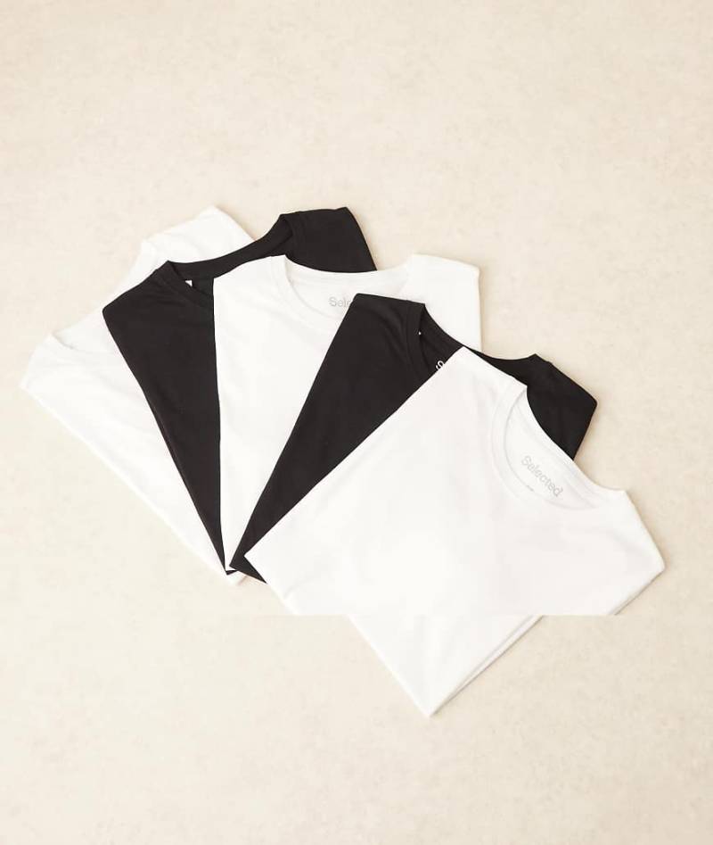 Selected - 5er-Pack Regular-Fit-T-Shirts in Schwarz und Weiß-Bunt von Selected