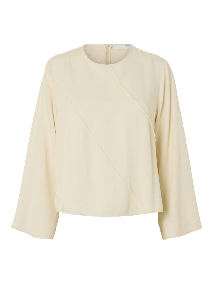 Selected - Bluse mit Fransen - Slfivana beige - Gr. - 36 von Selected