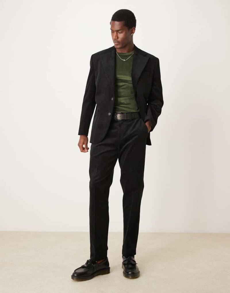 Selected - Bowie - Cord-Anzughose in Schwarz mit normalem Schnitt von Selected