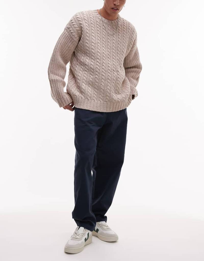 Selected - Dennis - Locker geschnittene Hose in Marineblau von Selected