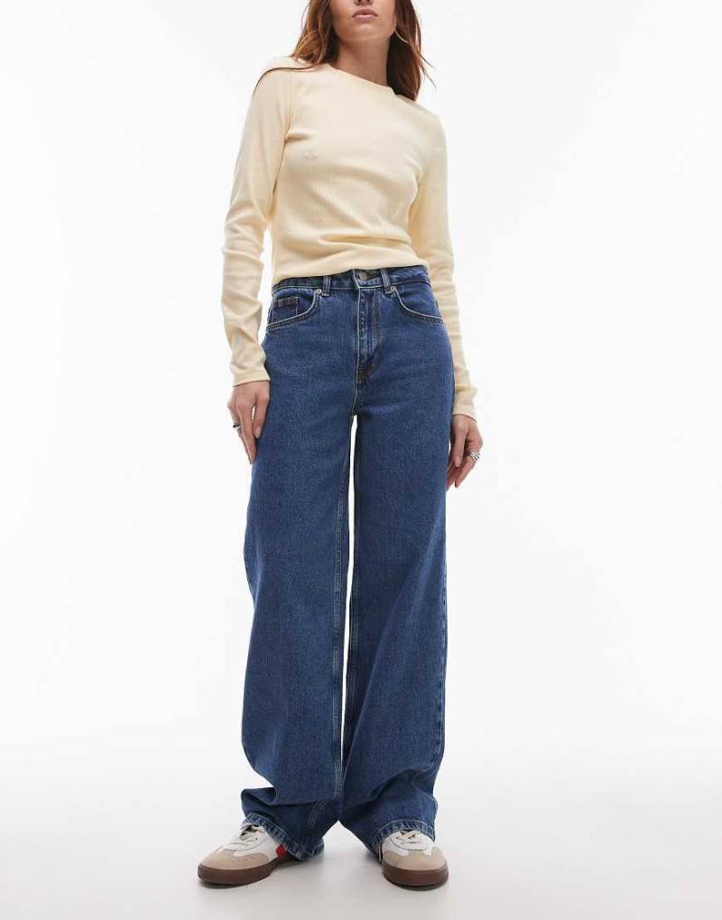 Selected Femme - Alice - Jeans mit weitem Bein in blauer Waschung von Selected
