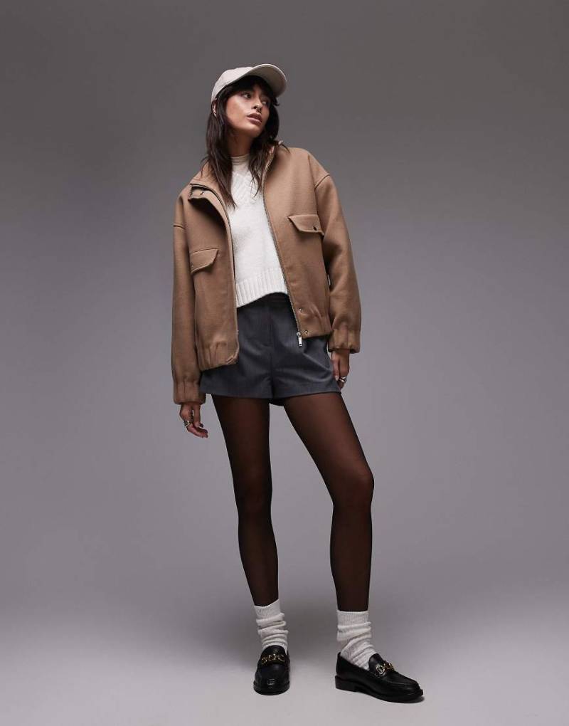 Selected Femme - Bomberjacke in Kamelbraun mit Taschen-Neutral von Selected
