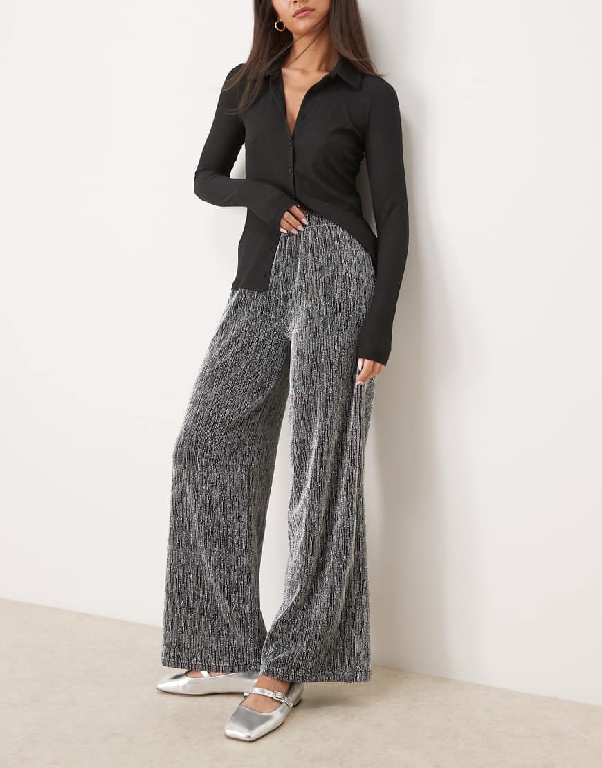 Selected Femme - Hose in Silber-Schwarz von Selected