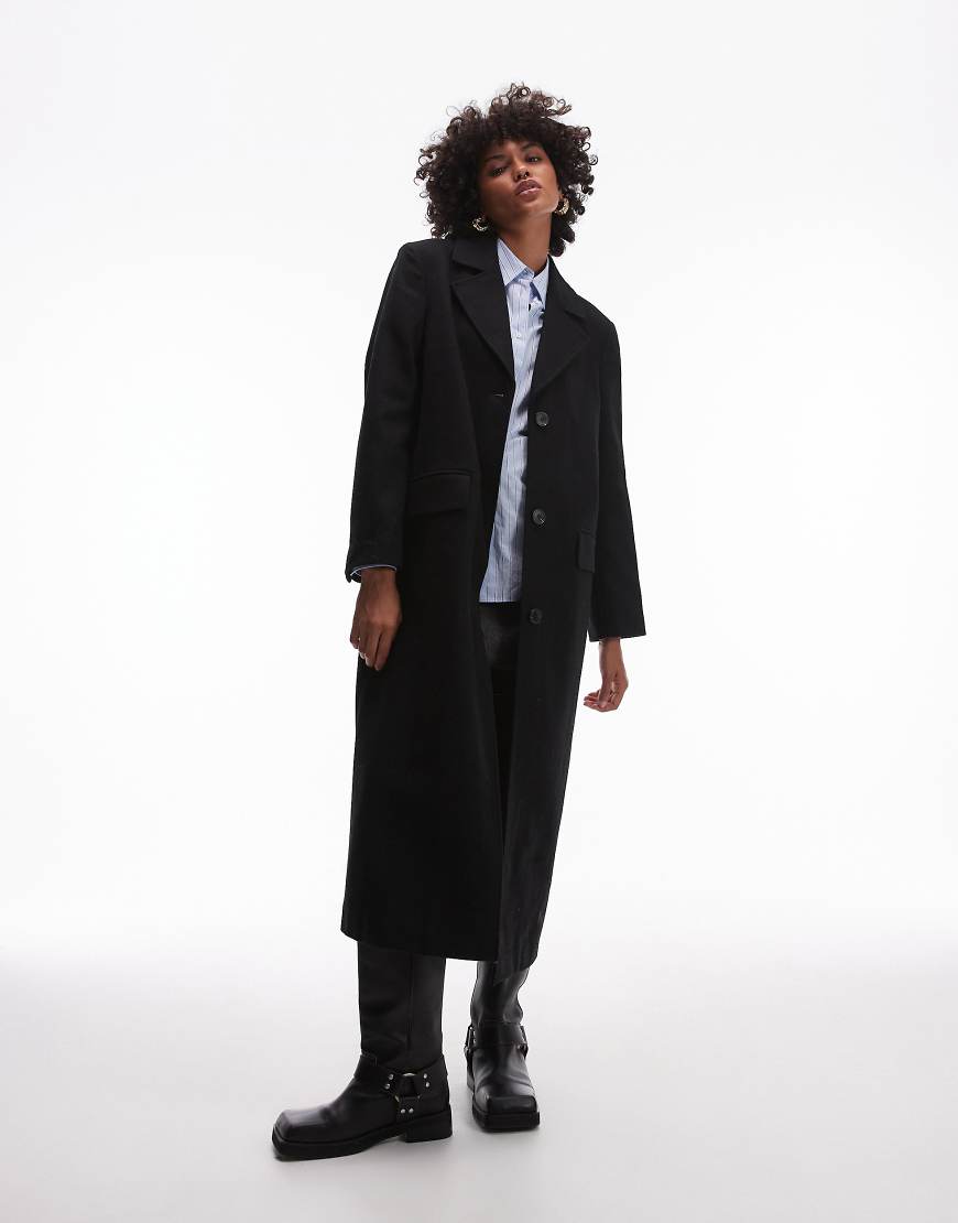 Selected Femme - Oversize-Mantel aus Wolle in Schwarz von Selected