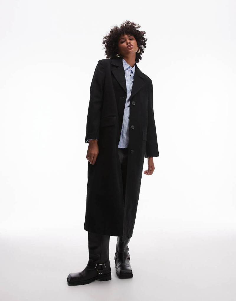 Selected Femme - Oversize-Mantel aus Wolle in Schwarz von Selected