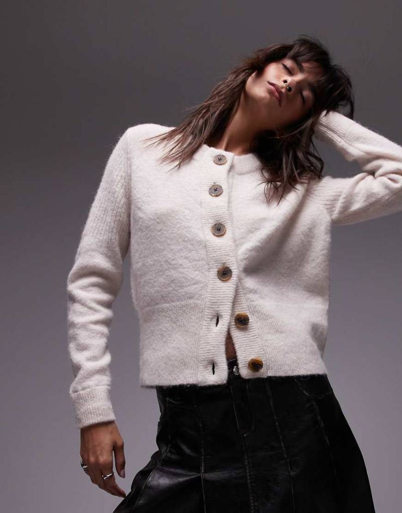 Selected Femme - Strickjacke aus Merino- und Alpakawollmix in Cremeweiß von Selected