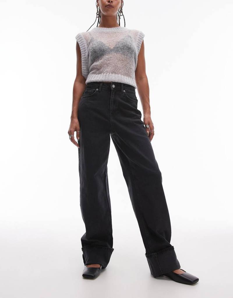 Selected Femme - Weite Jeans in schwarzer Waschung von Selected