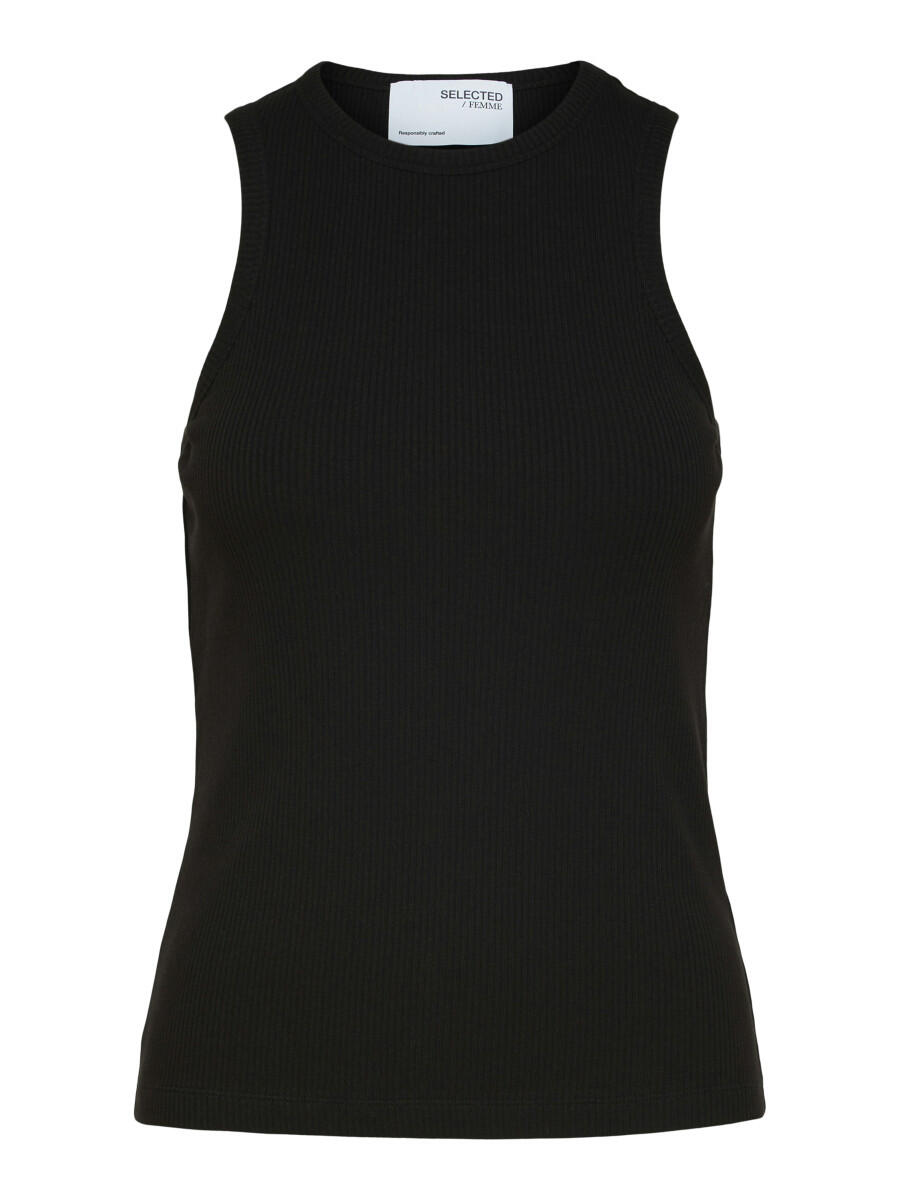 Selected - Geripptes Tanktop schwarz - Gr. - L von Selected